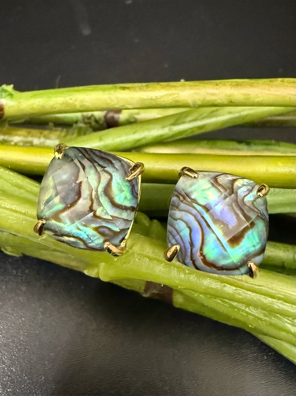 KATE SPADE Blue Multi Gold-tone Square Studs